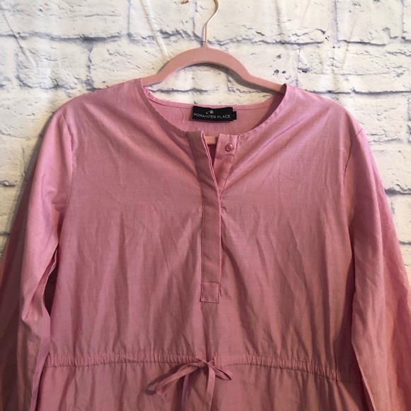 Pomander Place Tuckernuck Lucy Chambray Tiered Cotton Mini Dress In Pink Sz S - Picture 3 of 7